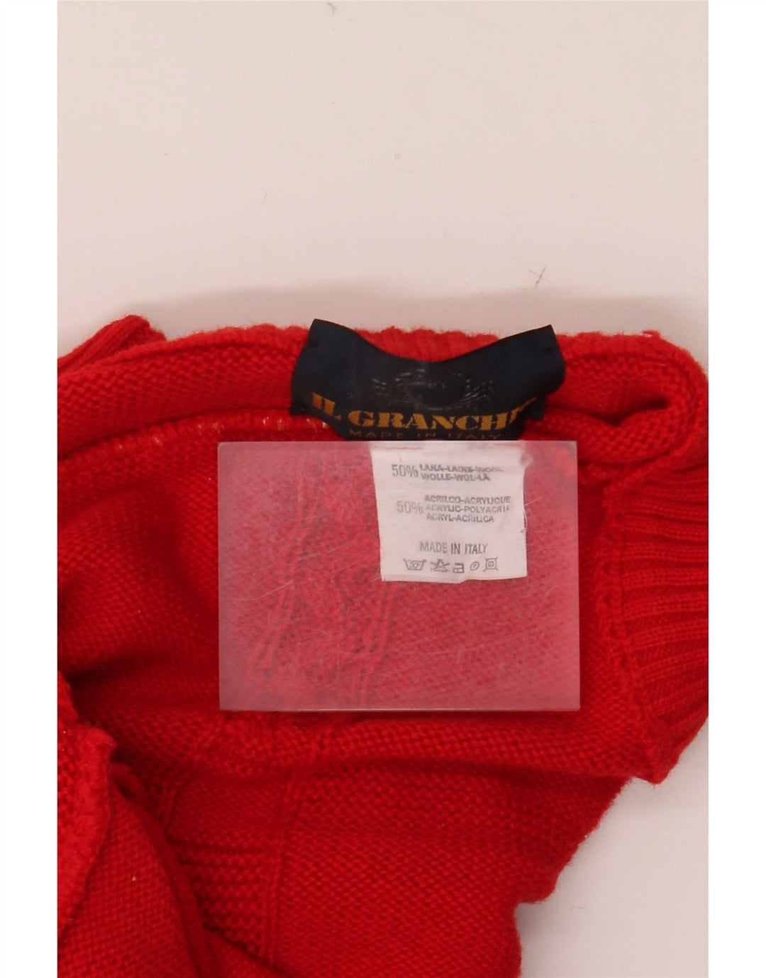 IL GRANCHIO Mens Crew Neck Jumper Sweater Large Red Wool