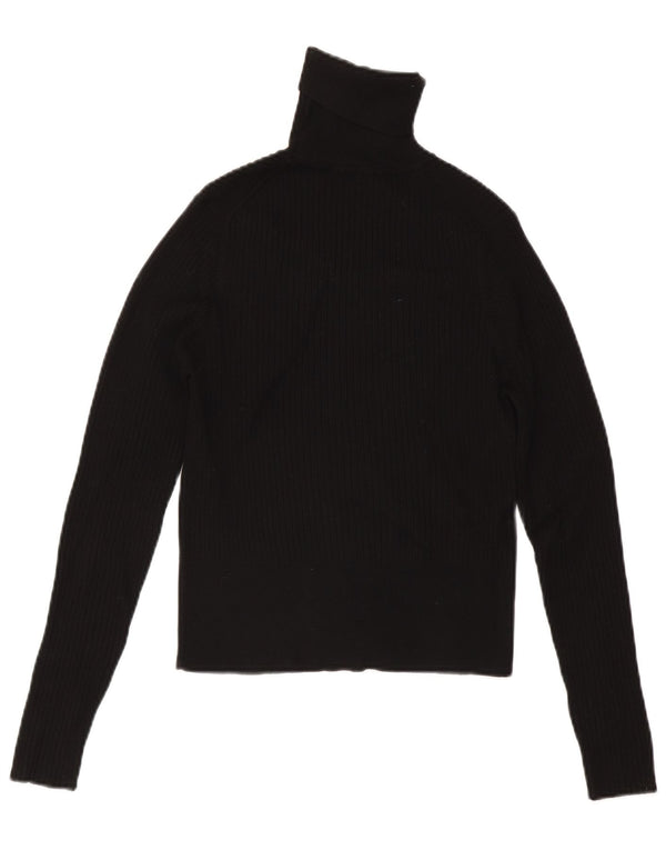 Zara Womens Crop Roll Neck Jumper Sweater UK 14 Large Black