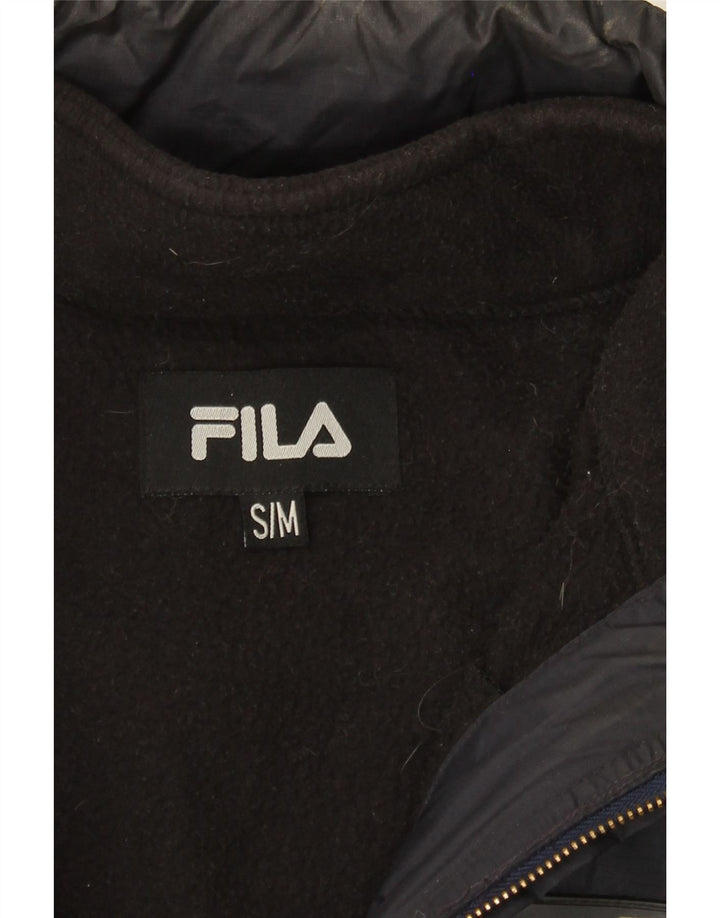 FILA Mens Hooded Windbreaker Jacket UK 36 Small Navy Blue Polyamide Vintage Fila and Second-Hand Fila from Messina Hembry 