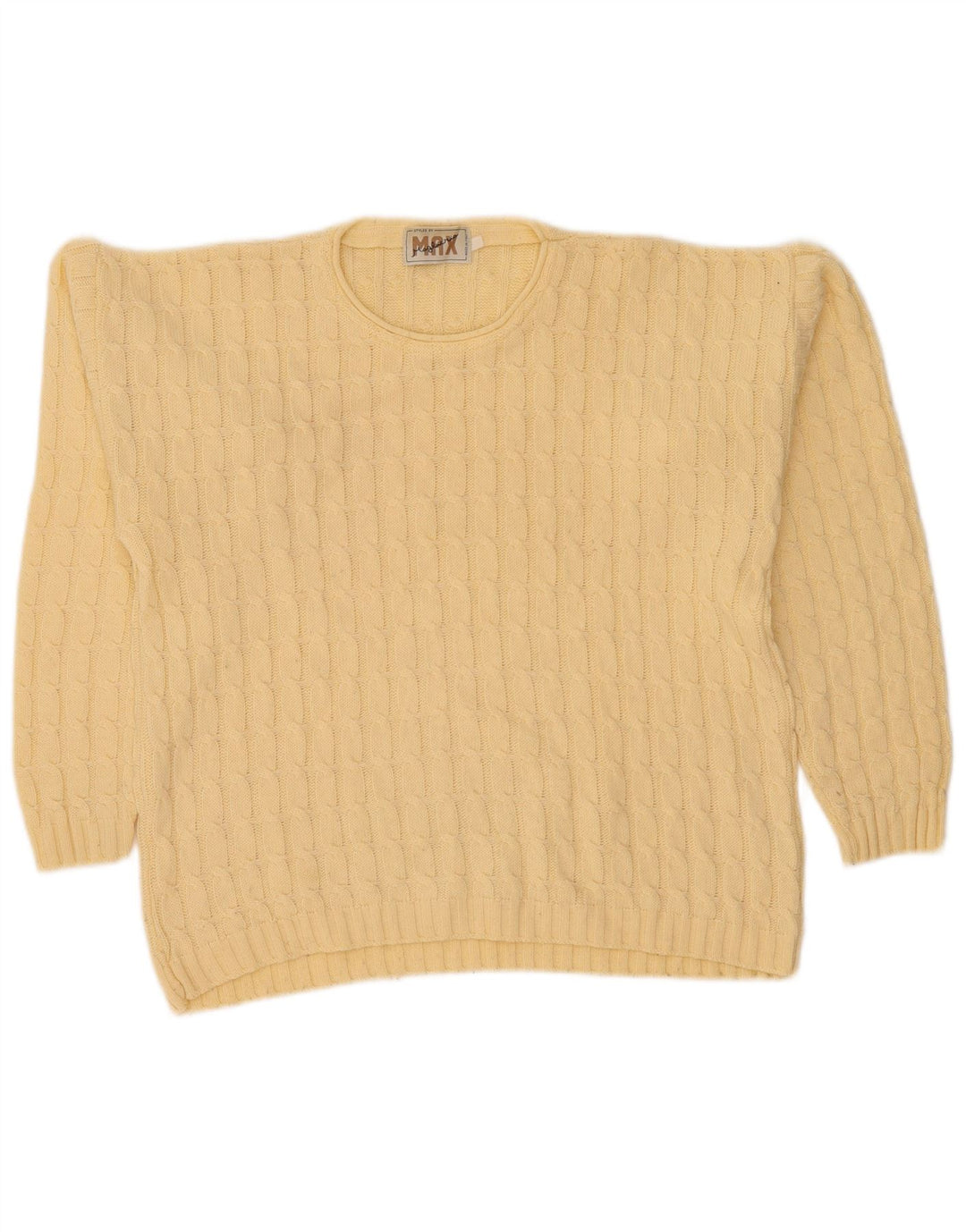 MAGLIERIA Mens Crew Neck Jumper Sweater Medium Yellow Wool