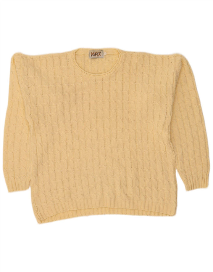 MAGLIERIA Mens Crew Neck Jumper Sweater Medium Yellow Wool