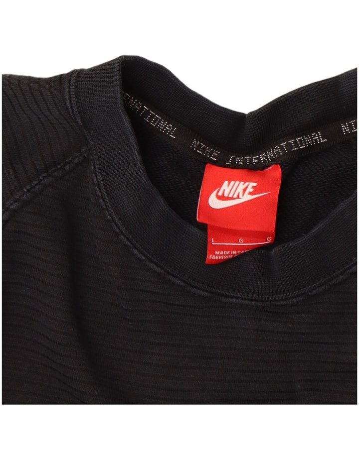NIKE Mens Sweatshirt Jumper Large Black Striped Cotton