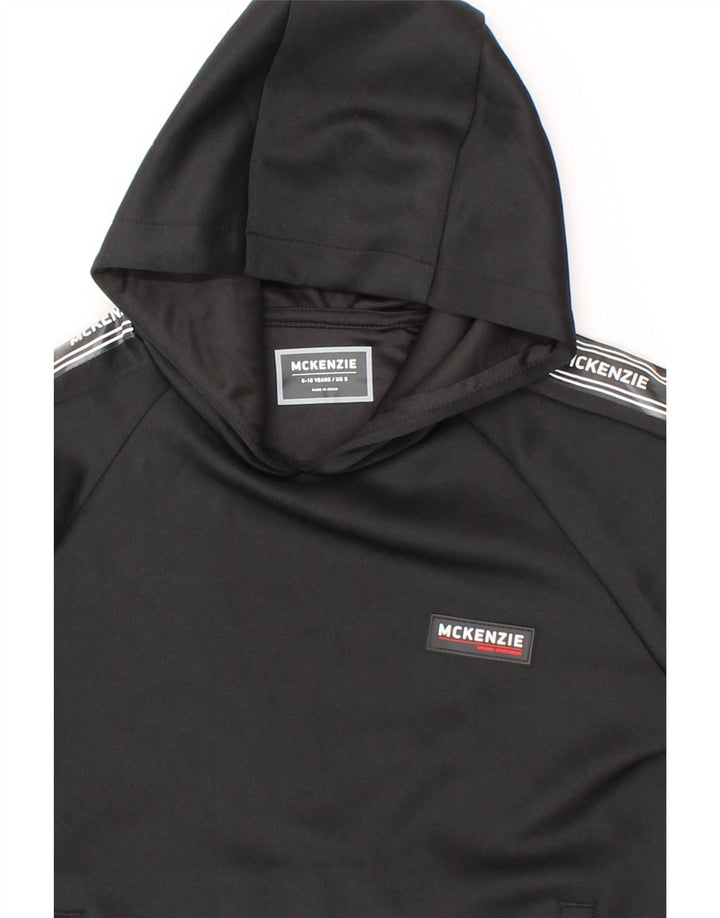 MCKENZIE Boys Graphic Hoodie Jumper 8-9 Years Black Polyester Vintage Mckenzie and Second-Hand Mckenzie from Messina Hembry 