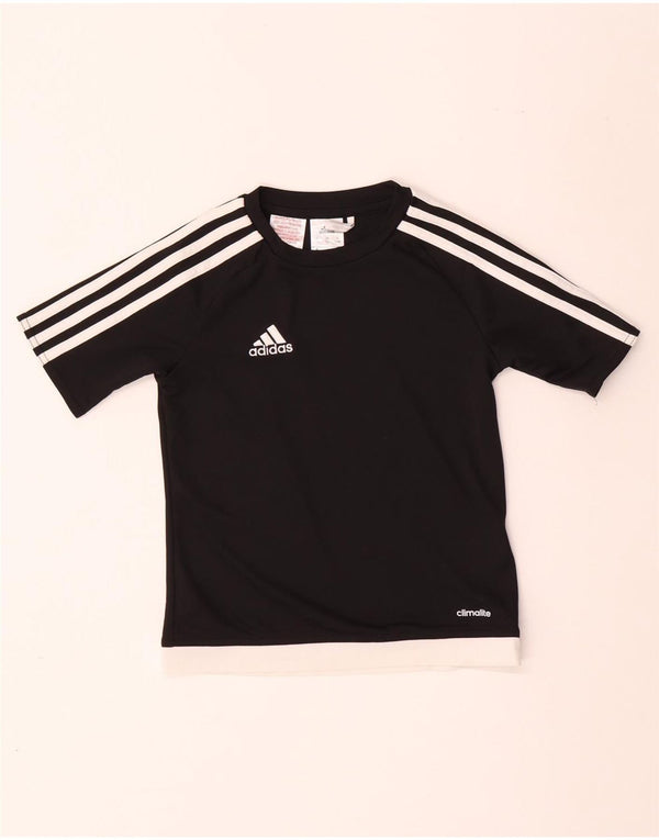 ADIDAS Boys Climalite Graphic T-Shirt Top 7-8 Years Black Polyester