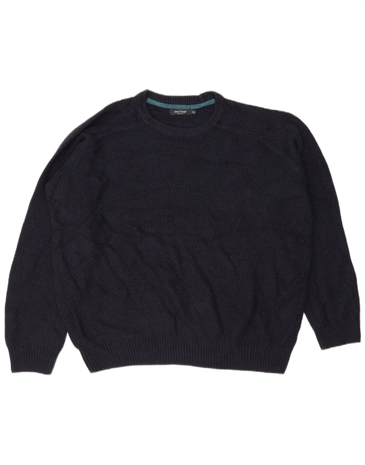 JAMES PRINGLE Mens Crew Neck Jumper Sweater 2XL Navy Blue Acrylic