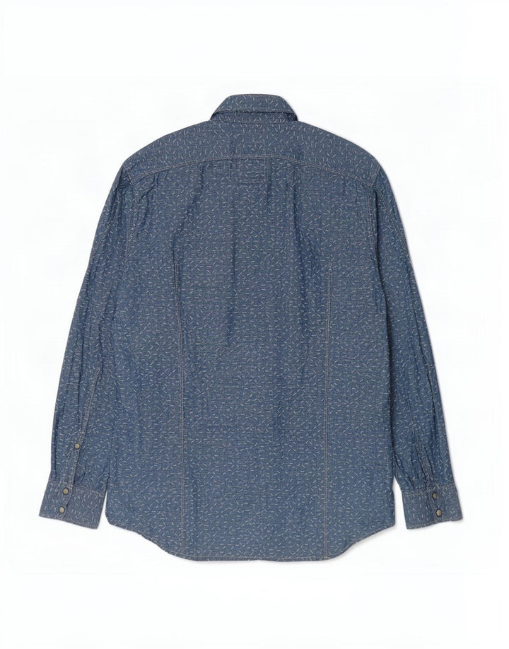 G-Star Mens Shirt XL Blue Spotted Linen