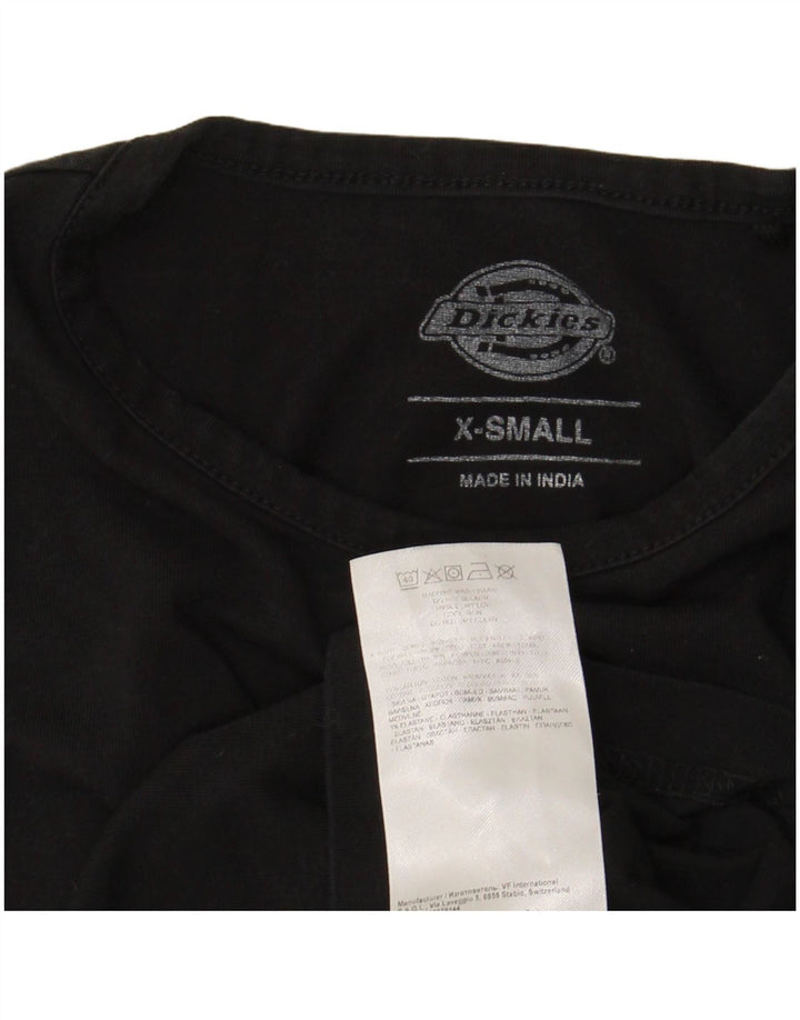 DICKIES Womens Slim Crop Graphic Vest Top UK 4 XS Black Cotton