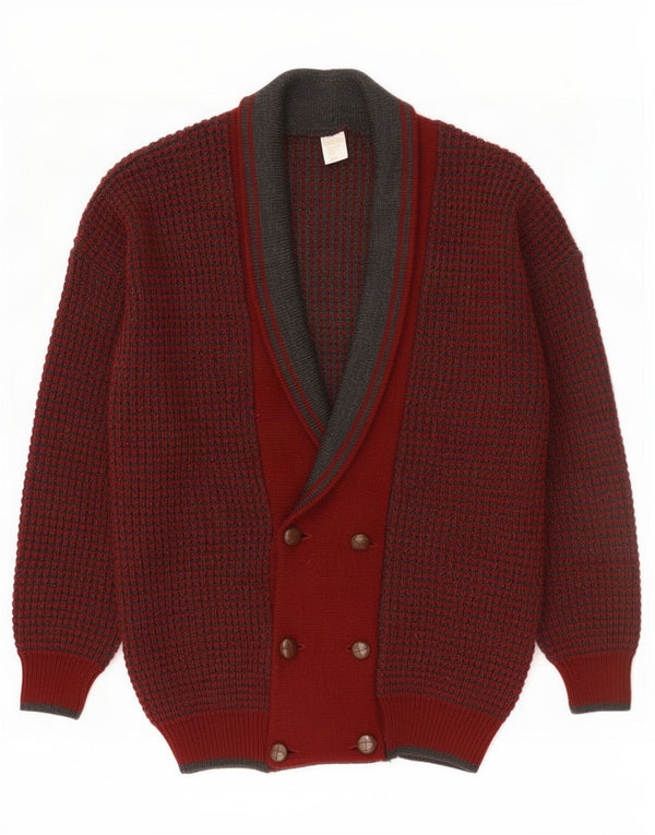 Vintage Mens Cardigan Sweater IT 48/50 Medium Burgundy Wool
