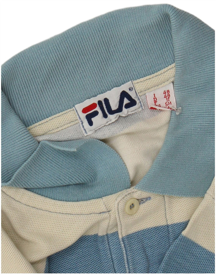FILA Mens Polo Shirt IT 48 Medium Blue Striped