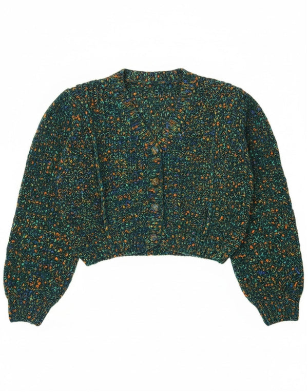 Cider Womens Crop Cardigan Sweater UK 16 Large Green Flecked Polyester