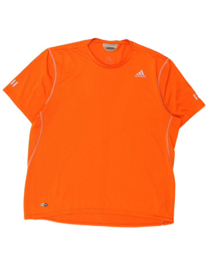 ADIDAS Mens Climacool T-Shirt Top Large Orange Polyester