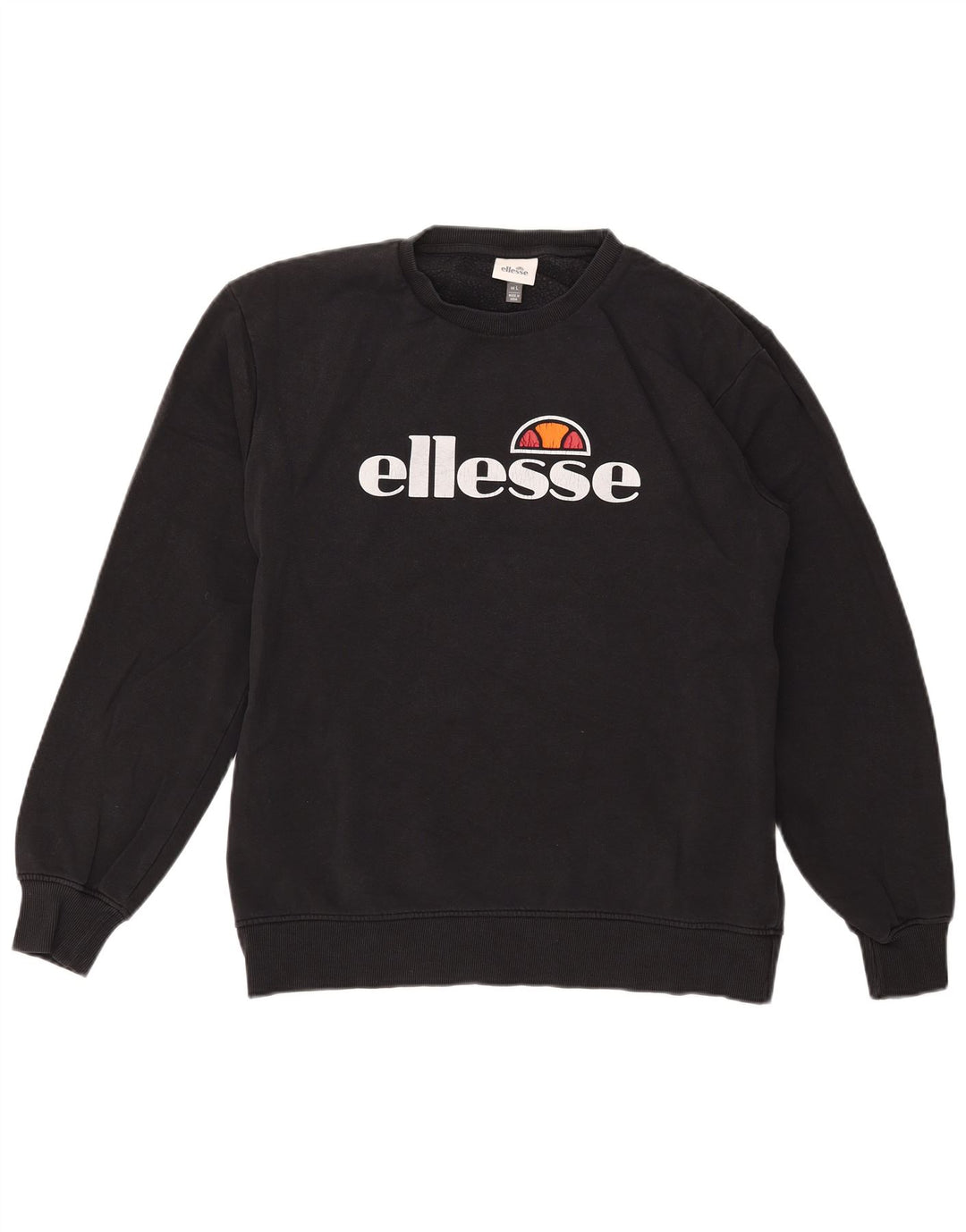 ELLESSE Mens Graphic Sweatshirt Jumper Large Black Cotton