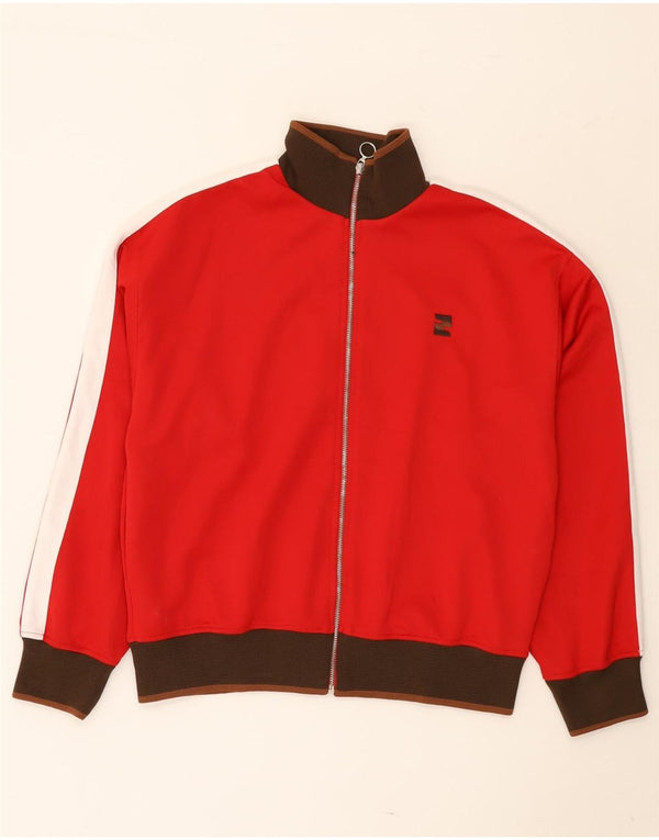 Zara Mens Tracksuit Top Jacket Large Red Colourblock Polyester
