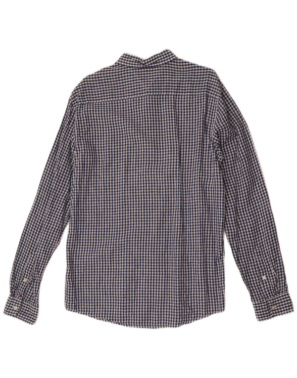 Tommy Hilfiger Mens Shirt Medium Blue Gingham Linen