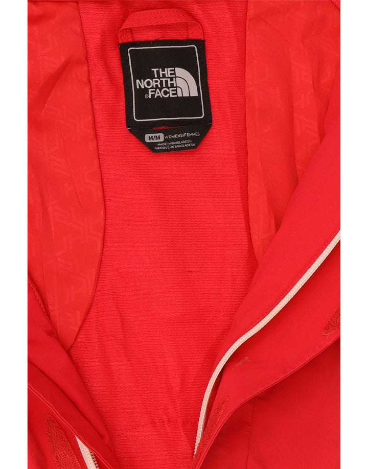 The North Face Womens Hooded Rain Jacket UK 14 Medium Red Nylon