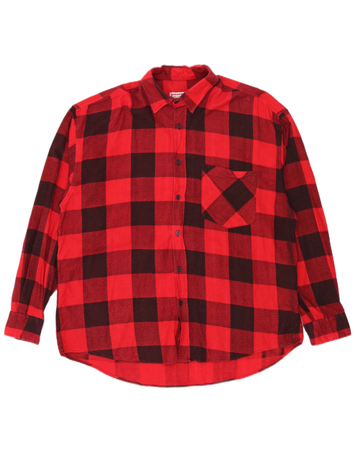 Vintage Mens Flannel Shirt XL Red Gingham Cotton