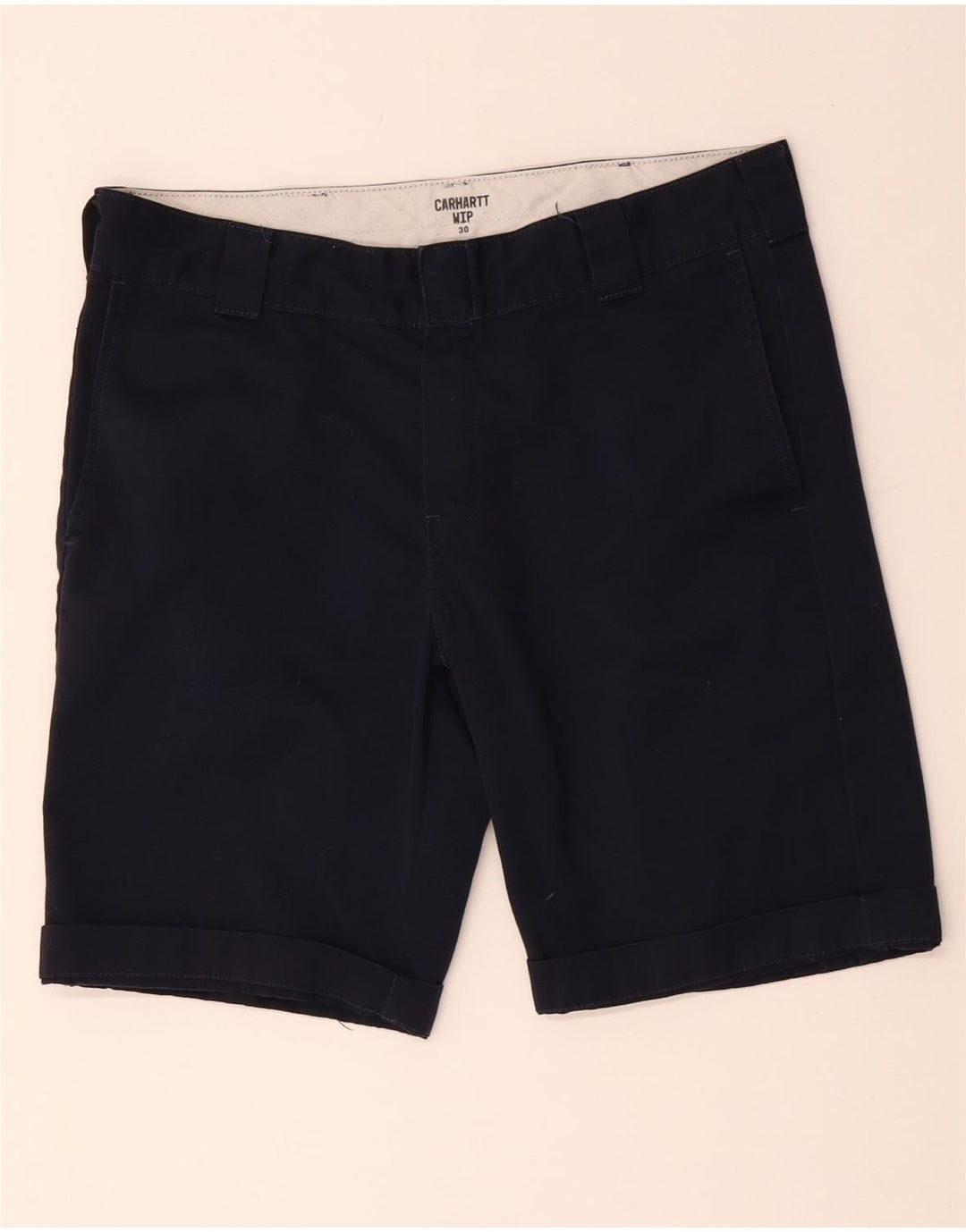 Carhartt Mens Wip Chino Shorts W30 Medium Navy Blue Polyester