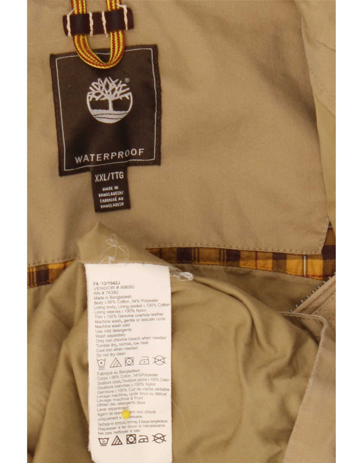 Timberland Mens Bomber Jacket UK 44 2XL Beige Cotton