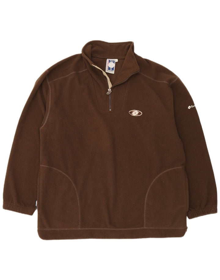 LOTTO Mens Zip Neck Fleece Jumper 2XL Brown Polyester