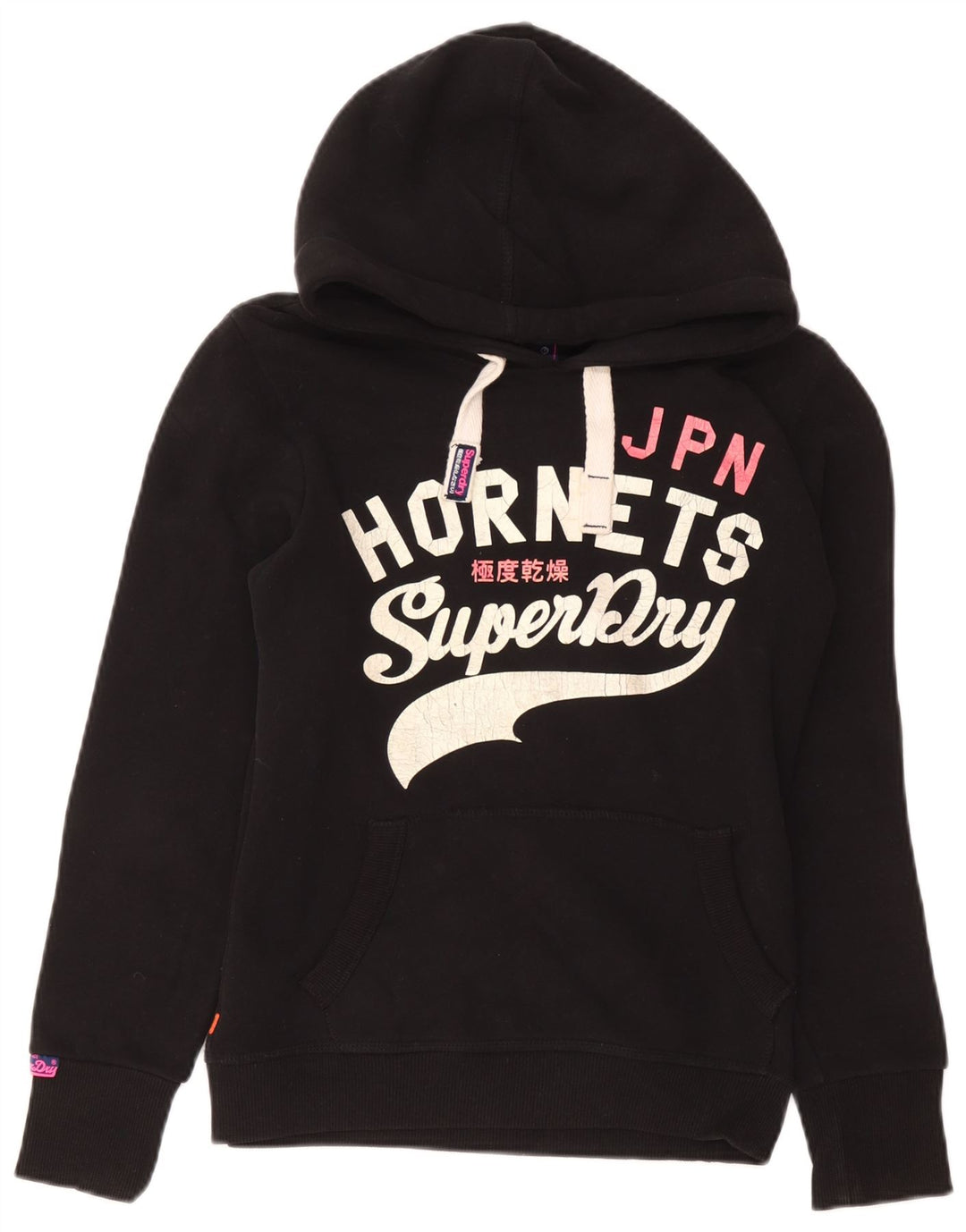 Superdry Mens Hornets Graphic Hoodie Jumper UK 10 Small Black Cotton