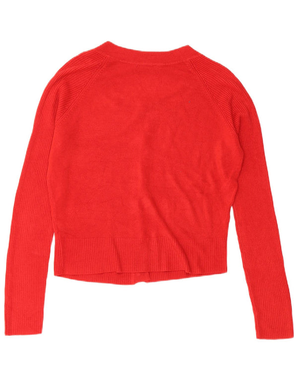 MARKS & SPENCER Womens Crop Cardigan Sweater UK 12 Medium Red Acrylic