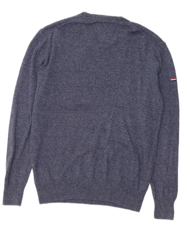 SUPERDRY Mens Crew Neck Jumper Sweater Medium Navy Blue Flecked Cotton