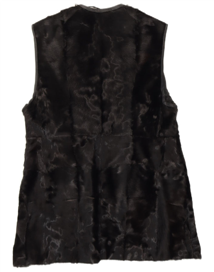 Vintage Womens Fur Gilet UK 14 Medium Black