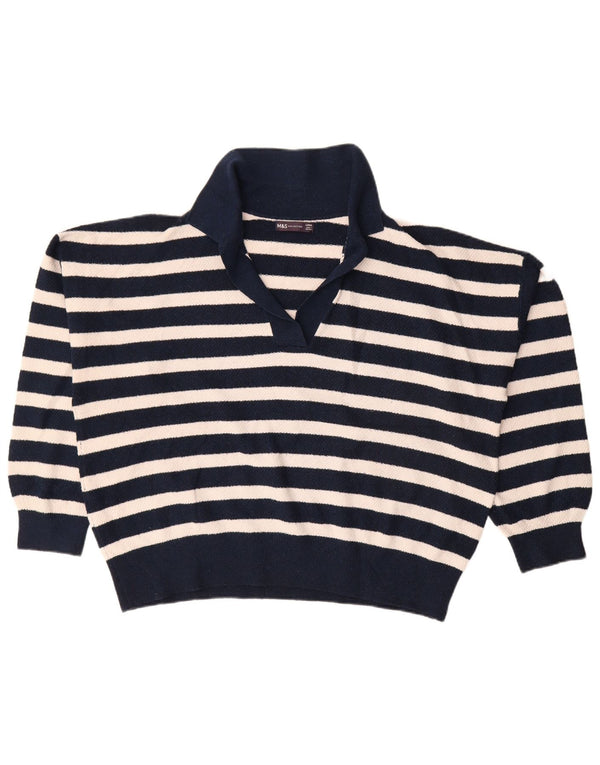 Marks & Spencer Womens Polo Neck Jumper Sweater UK 16 Large Navy Blue