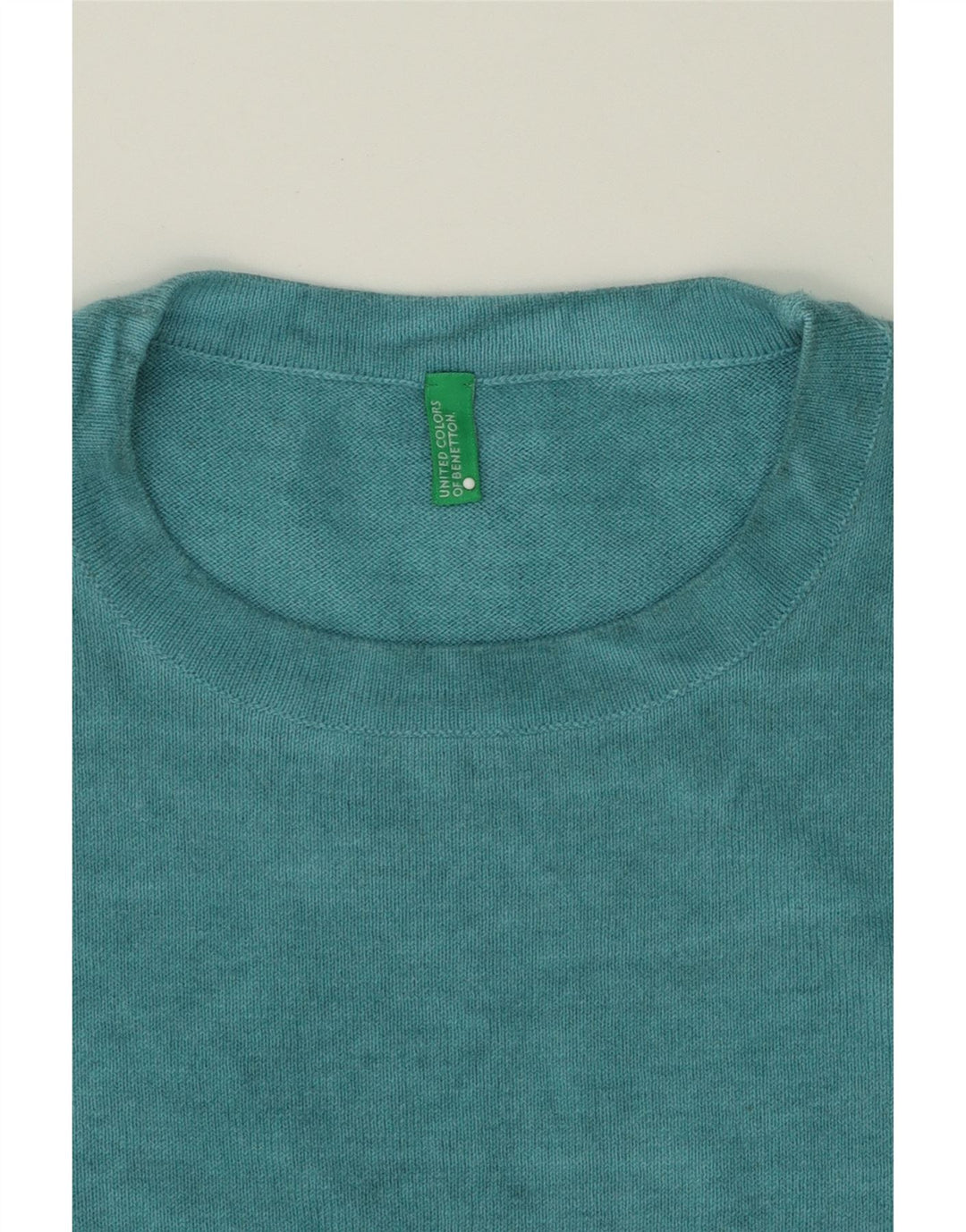 BENETTON Mens Crew Neck Jumper Sweater Large Blue Cotton Vintage Benetton and Second-Hand Benetton from Messina Hembry 