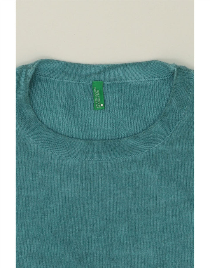 BENETTON Mens Crew Neck Jumper Sweater Large Blue Cotton Vintage Benetton and Second-Hand Benetton from Messina Hembry 