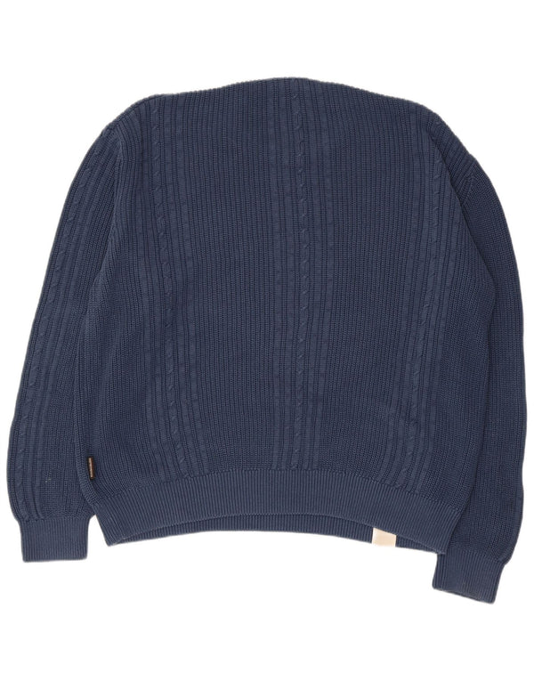 NAPAPIJRI Mens Geographic Crew Neck Jumper Sweater 3XL Navy Blue Cotton