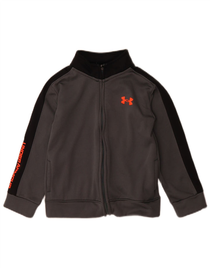 Under Armour Boys Graphic Tracksuit Top Jacket 5-6 Years Grey Colourblock