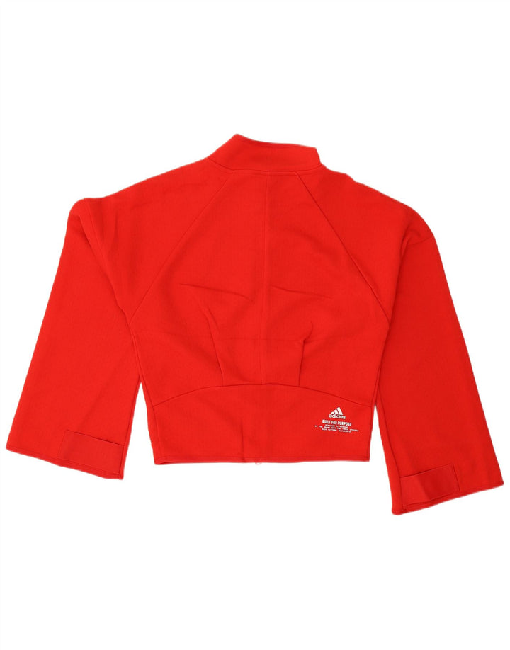 ADIDAS Womens Oversized Tracksuit Top Jacket UK 8/10 Small Red Cotton