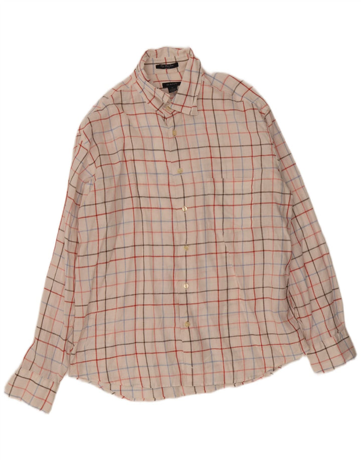 Gant Mens Slim Fit Shirt XL White Check Linen