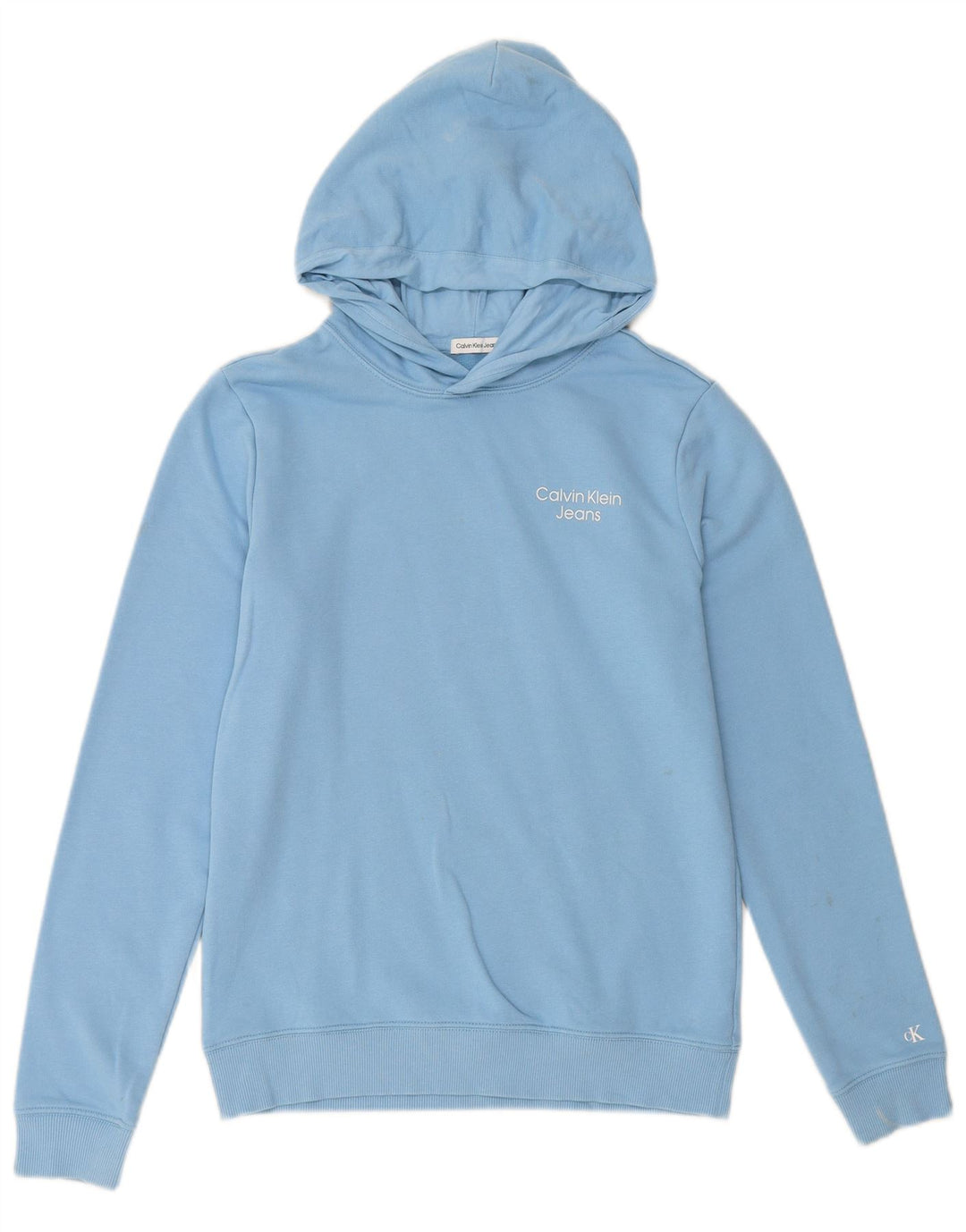 CALVIN KLEIN JEANS Boys Hoodie Jumper 15-16 Years Blue Cotton