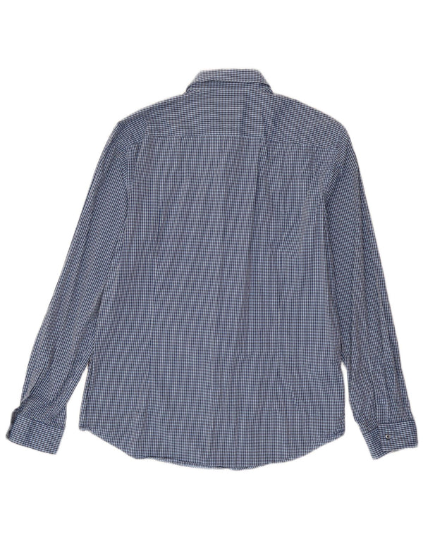 Hugo Boss Mens Slim Fit Shirt Large Blue Check Cotton