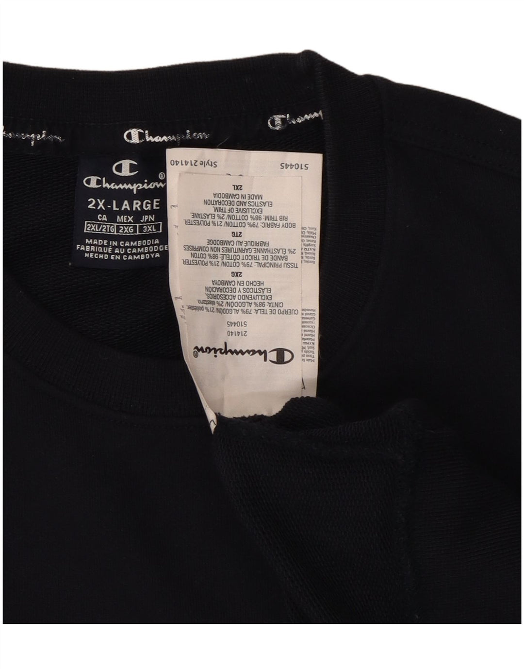 CHAMPION Mens Graphic Sweatshirt Jumper 2XL Navy Blue Cotton