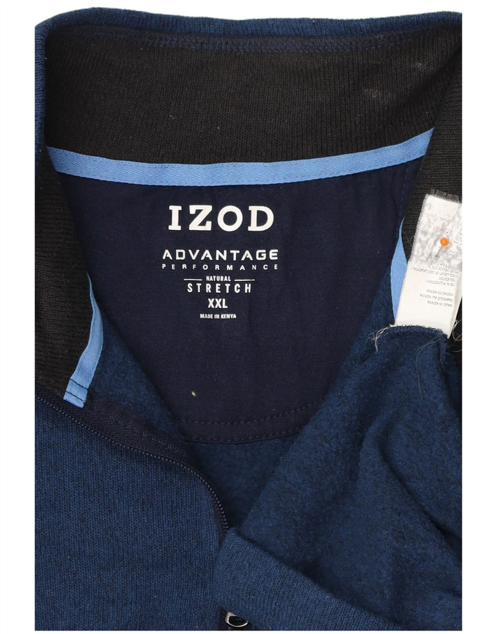 IZOD Mens Zip Neck Sweatshirt Jumper 2XL Navy Blue Flecked Polyester