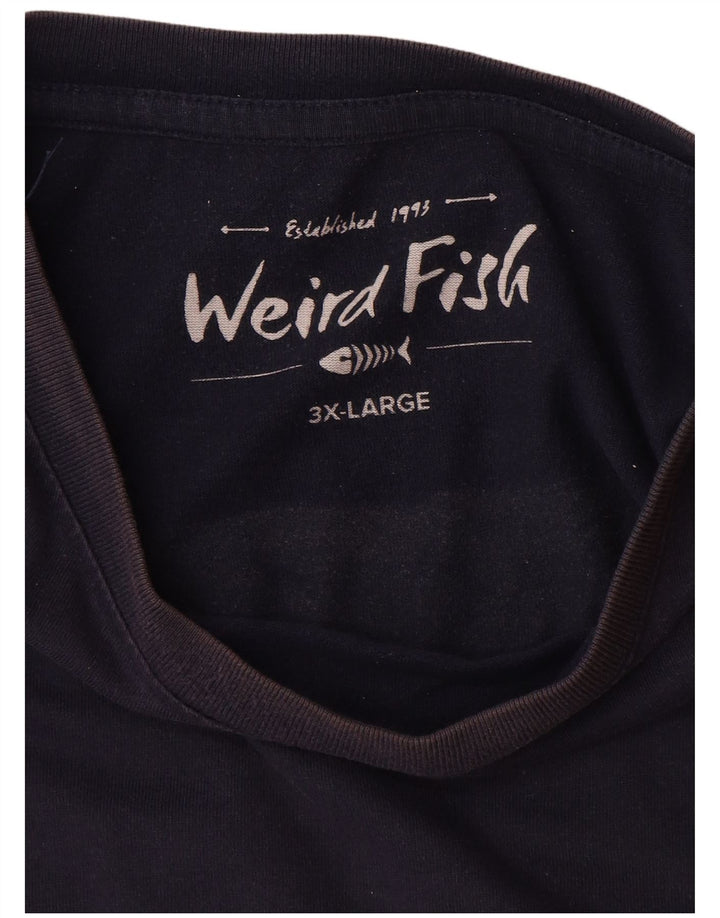WEIRD FISH Mens Graphic T-Shirt Top 3XL Navy Blue Cotton