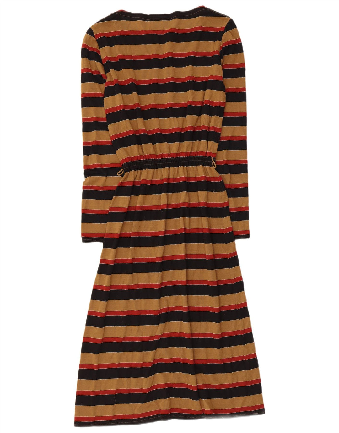 C&A Womens Long Sleeve Maxi Dress EU 38 Medium Brown Striped Acrylic
