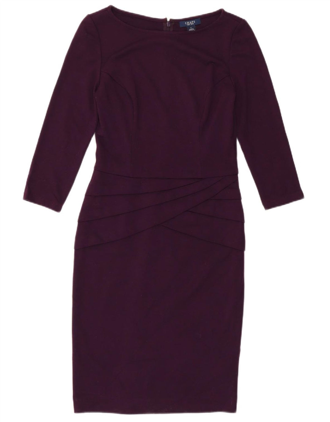 Chaps Womens 3/4 Sleeve Sheath Dress US 4 Small Purple Polyester