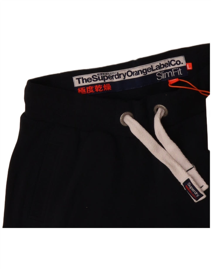 Superdry Womens Tracksuit Trousers Joggers UK 14 Large  Navy Blue Cotton
