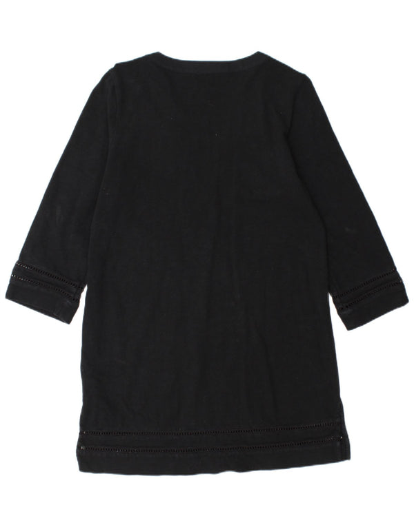 J. Crew Womens 3/4 Sleeve Tunic Dress UK 14 Medium Black Cotton