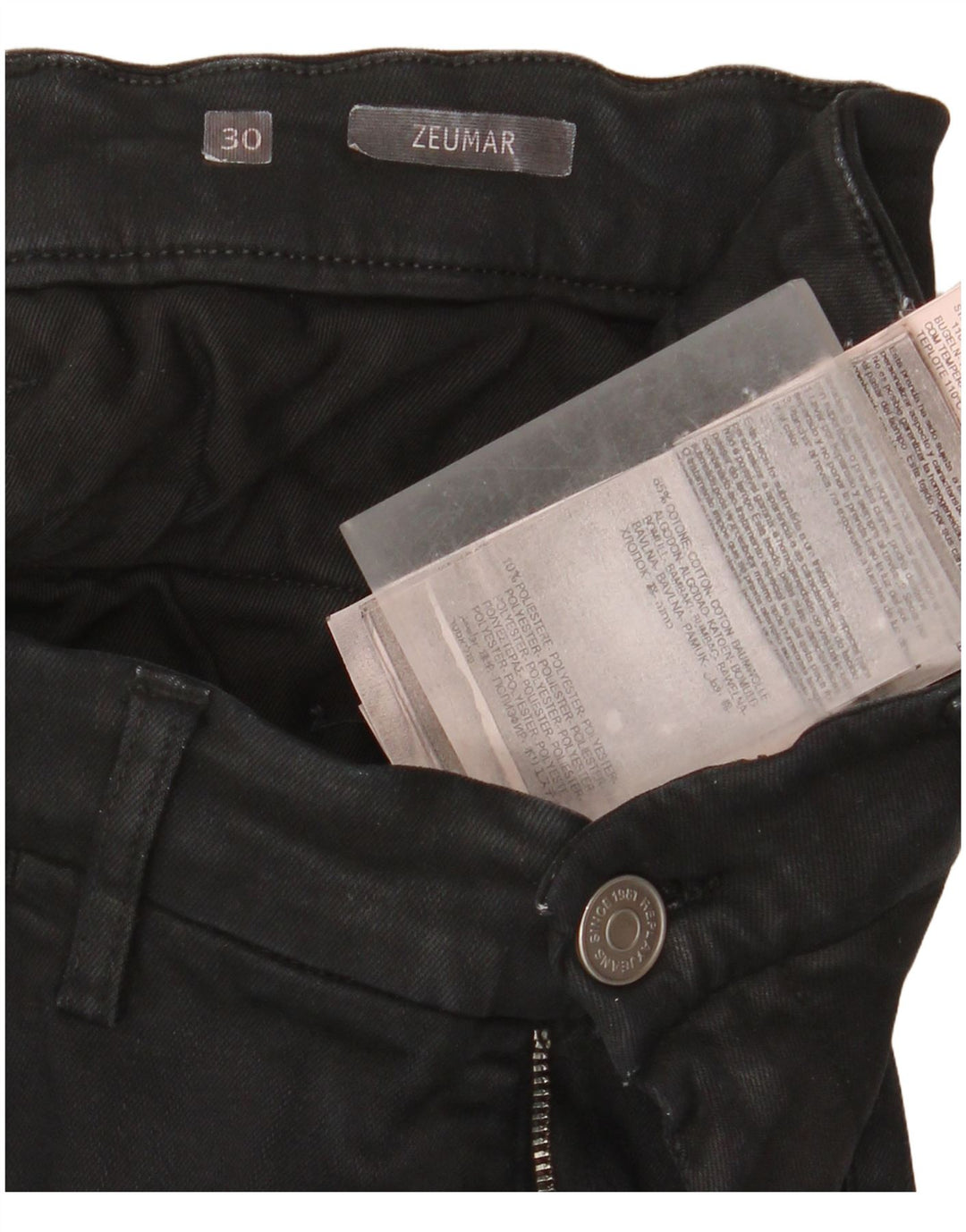 Replay Womens Zeumar Slim Chino Trousers W30 L32 Black Cotton