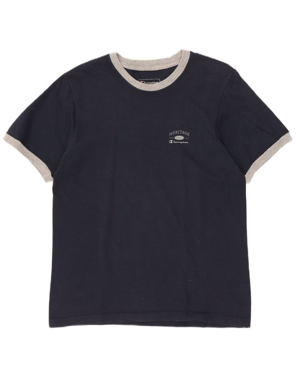 CHAMPION Mens Heritage Classics T-Shirt Top Small Navy Blue Cotton