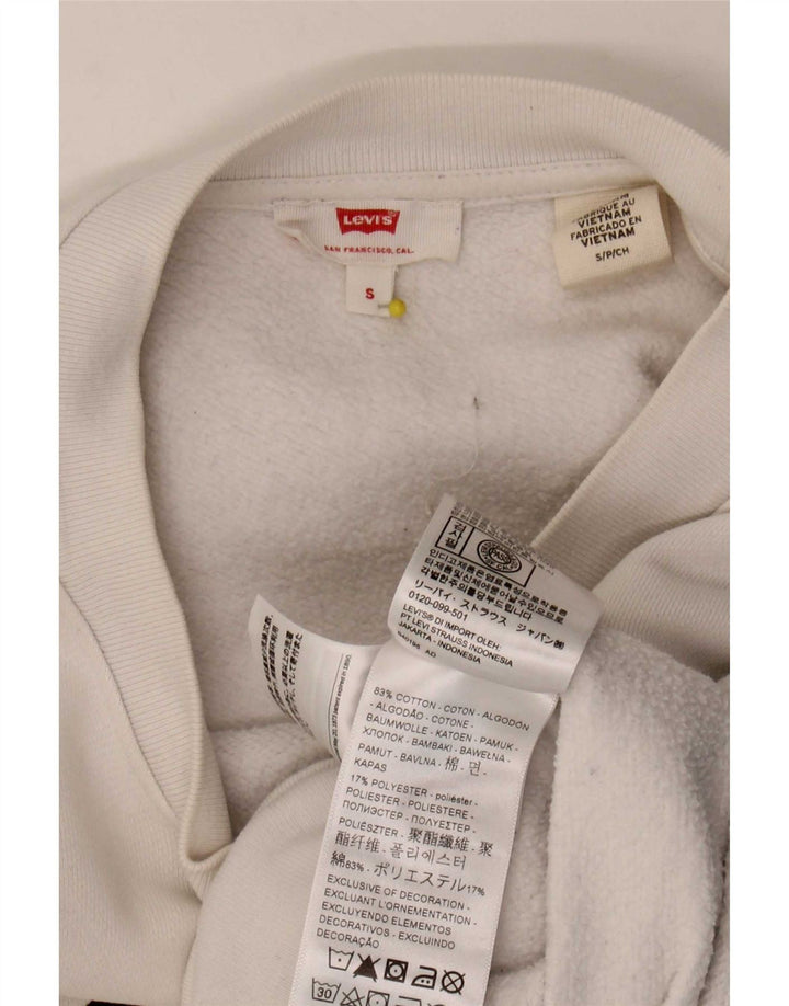 Levi's Womens Crop Graphic Oversized Sweatshirt Jumper UK 10 Small White