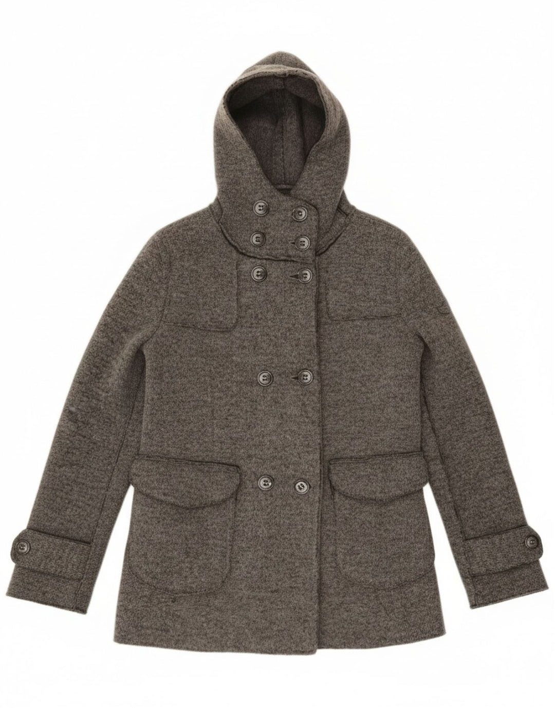 Gas Womens Hooded Pea Coat UK 14 Medium Grey Wool