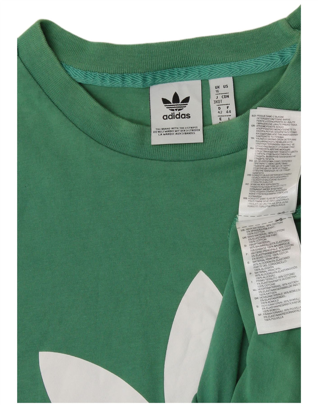 ADIDAS Womens Graphic T-Shirt Top UK 16 Large  Green Cotton
