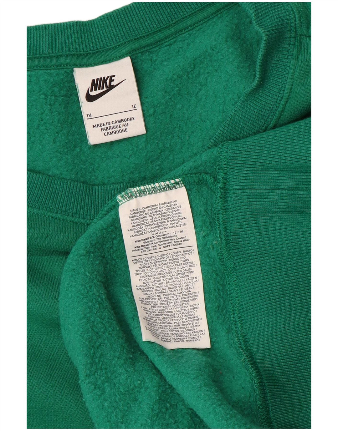 NIKE Mens Hoodie Jumper XL Green Cotton
