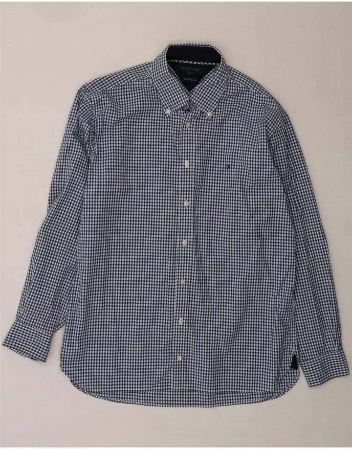 TOMMY HILFIGER Mens Shirt Large Blue Gingham Cotton Vintage Tommy Hilfiger and Second-Hand Tommy Hilfiger from Messina Hembry 